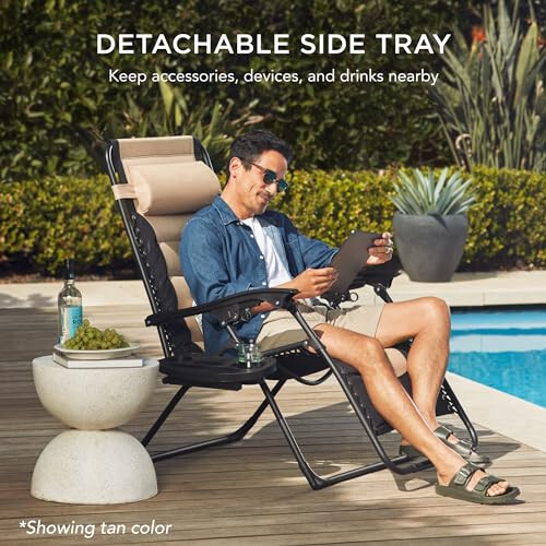 Best Choice Products Oversized Padded Zero Gravity Chair, Folding Outdoor Patio Recliner, XL Anti Gravity Lounger for Backyard w/Headrest, Cup Holder, Side Tray, Polyester Mesh - Black/Orange - 7