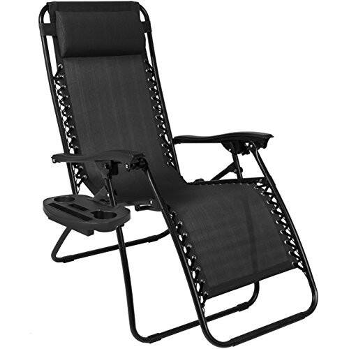 Best Choice Products Set of 2 Adjustable Steel Mesh Zero Gravity Lounge Chair Recliners w/Pillows and Cup Holder Trays, Black - 7