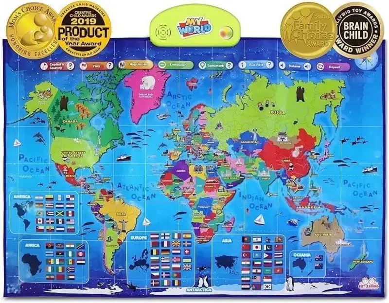 BEST LEARNING i-Poster My World Map Interactive Educational Toy Electronic Learning Systems 92 Countries - 1