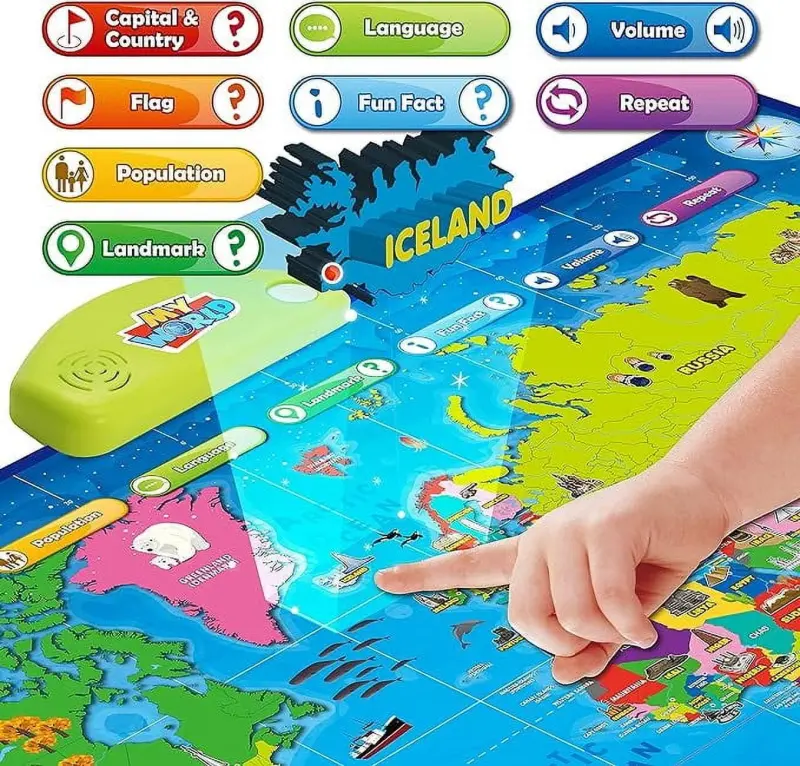 BEST LEARNING i-Poster My World Map Interactive Educational Toy Electronic Learning Systems 92 Countries - 2