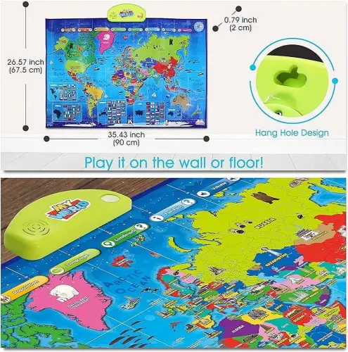 BEST LEARNING i-Poster My World Map Interactive Educational Toy Electronic Learning Systems 92 Countries - 3