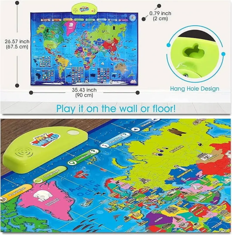 BEST LEARNING i-Poster My World Map Interactive Educational Toy Electronic Learning Systems 92 Countries - 3