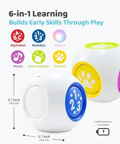BEST LEARNING O'rganish Kubigi - Bolalar va Yosh Bolalar uchun O'quv Musiqiy Faollik Markazi Blok O'yinchoq - 6-12 oy va undan katta - 1 yoshli chaqaloqlar uchun ideal o'yinchoq sovg'asi - Birinchi o'g'il yoki qiz tug'ilgan kuni sovg'asi - 3