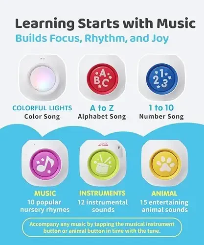 BEST LEARNING O'rganish Kubigi - Bolalar va Yosh Bolalar uchun O'quv Musiqiy Faollik Markazi Blok O'yinchoq - 6-12 oy va undan katta - 1 yoshli chaqaloqlar uchun ideal o'yinchoq sovg'asi - Birinchi o'g'il yoki qiz tug'ilgan kuni sovg'asi - 1