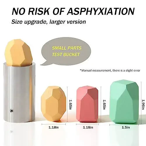 BESTAMTOY 36 PCS Wooden Sorting Stacking Rocks Stones,Sensory Toddler Toys Learning Montessori Toys, Building Blocks Game for Kids 3 4 5 6 Years Boy and Girl Birthday Gifts for Kids - 18