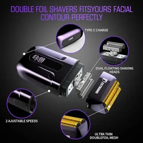 BESTBOMG® erkaklar uchun soch kesadigan mashinkasi, professional soch kesadigan mashinkasi, soqol trimmer va qayta zaryadlanuvchi soqol olish moslamasi, metall T-pichoq, LED displey, erkaklar uchun sartarosh soch kesish to'plami va sovg'alar, BS-808C (ko'k) - 3