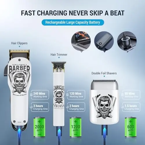BESTBOMG® Erkaklar uchun soch kesish mashinkalari Professional, Soqol trimmer to'plamlari va to'plamlari, Elektr ustara, Soch kesish mashinkalari va Trimmer Keramik T-pichoq, Sartarosh uchun, Sovg'alar uchun - 5
