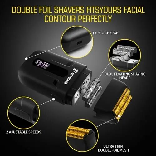 BESTBOMG® Hair Clippers for Men, Clipper, Trimmer & Shaver Set, BS-808A | Professional Hair Clippers for Men, Barber Grooming Kit, Zero-Gapped T-Blade & LED Display, Gifts for Men, Black - 3