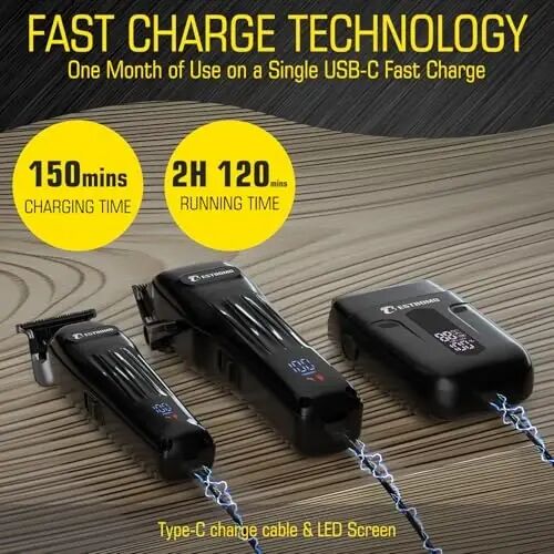 BESTBOMG® Hair Clippers for Men, Clipper, Trimmer & Shaver Set, BS-808A | Professional Hair Clippers for Men, Barber Grooming Kit, Zero-Gapped T-Blade & LED Display, Gifts for Men, Black - 4