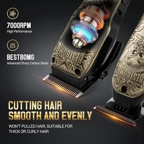 BESTBOMG® Hair Clippers for Men, Clipper, Trimmer & Shaver Set, BS-808DR | Professional Hair Clippers for Men, Barber Grooming Kit, Zero-Gapped T-Blade & LED Display, Gifts for Men, Bronze - BESTBOMG (1)