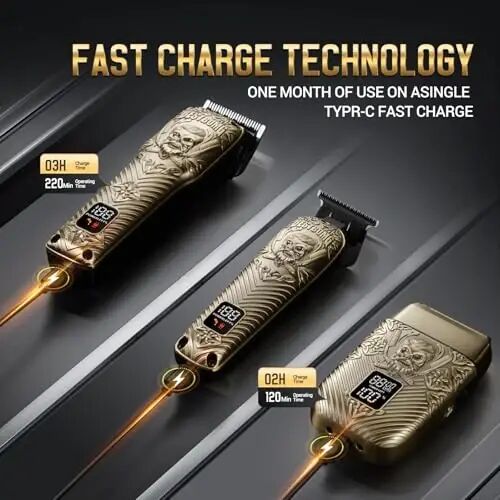 BESTBOMG® Hair Clippers for Men, Clipper, Trimmer & Shaver Set, BS-808DR | Professional Hair Clippers for Men, Barber Grooming Kit, Zero-Gapped T-Blade & LED Display, Gifts for Men, Bronze - 4