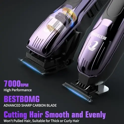 BESTBOMG® Hair Clippers for Men, Professional Hair Clippers, Beard Trimmer& Rechargeable Shaver Set, Metal T-Blade, LED Display, Barber Hair Cutting Kit for Men Grooming & Gifts, BS-808C (Blue) - MODAZONE (1)