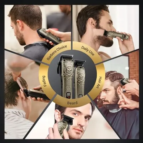 BESTBOMG® Professional Hair Clippers for Men, Clipper & Trimmer Set, Bronze | Ceramic T-Blade, Rechargeable Cordless Haircut Set with 10 Guide Combs & for Men/Father/Husband/Boyfriend, BS-808DR - 6