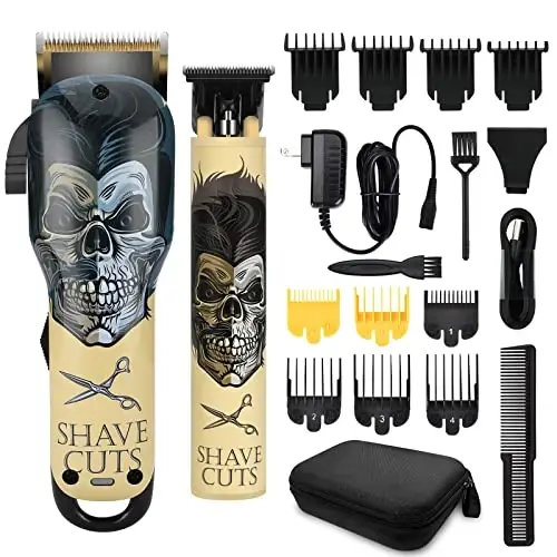 BESTBOMG® Professional Hair Clippers for Men, Clipper & Trimmer Set, Yellow | Ceramic T-Blade, Rechargeable Cordless Haircut Set with 10 Guide Combs & for Men/Father/Husband/Boyfriend, BS-Y4T9 - 1