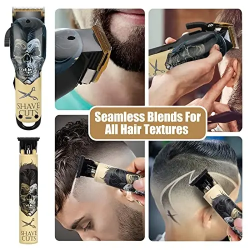 BESTBOMG® Professional Hair Clippers for Men, Clipper & Trimmer Set, Yellow | Ceramic T-Blade, Rechargeable Cordless Haircut Set with 10 Guide Combs & for Men/Father/Husband/Boyfriend, BS-Y4T9 - 5