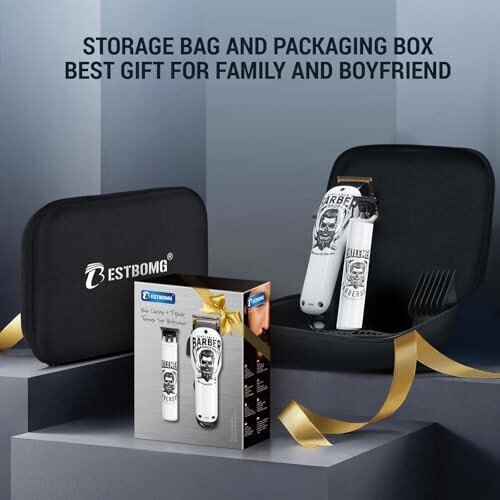BESTBOMG® Hair Clippers & Trimmer Ceramic T-Blade Cordless Haircut Sets Rechargeable 2000mAh/1200mAh with 10 Guide Combs & for Men/Father/Husband/Boyfriend - BESTBOMG (1)
