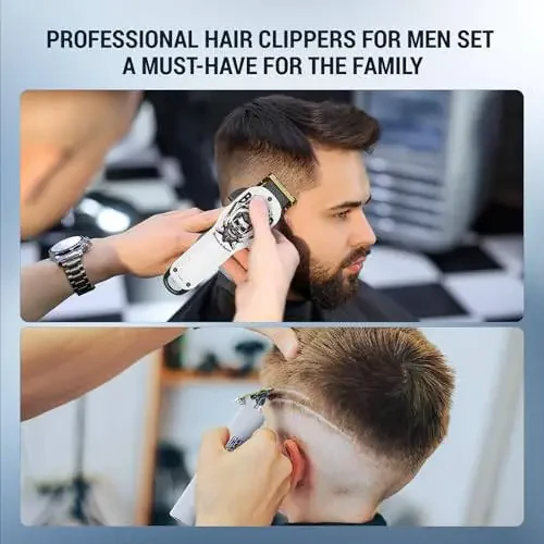 BESTBOMG soch qirqish mashinkalari va trimmerlar Seramik T-pichogʻli simsiz soch qirqish toʻplamlari 10 ta yoʻriqnoma tarogʻi va 2000mAh/1200mAh quvvatga ega erkaklar/ota/er/yigit uchun zaryadlovchi - 6