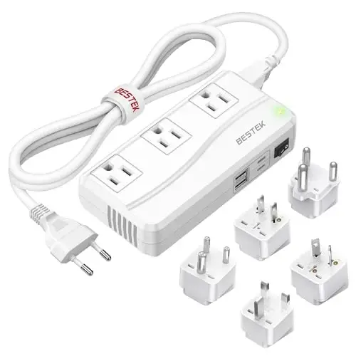 BESTEK 220V to 110V Converter, 300W Voltage Converter US to Europe with USB | PD20w, Step Down Power Converter for European Travel, (EU/UK/AU/JP/India/South Africa 5 Universal Plug Adapter) - 1