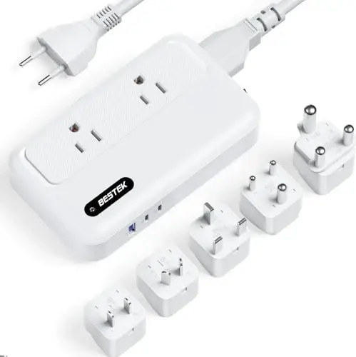 BESTEK 220V to 110V Converter with USB-C 35W, US to Europe Power Converter | with AU/EU/UK/India/South Africa Plug Adapter - 1