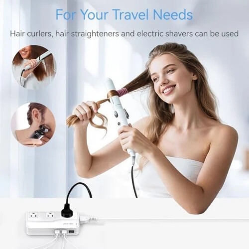 BESTEK Universal Travel Adapter 220V to 110V Voltage Converter with 6A 4-Port USB Charging and UK/AU/US/EU Worldwide Plug Adapter (White) - BESTEK