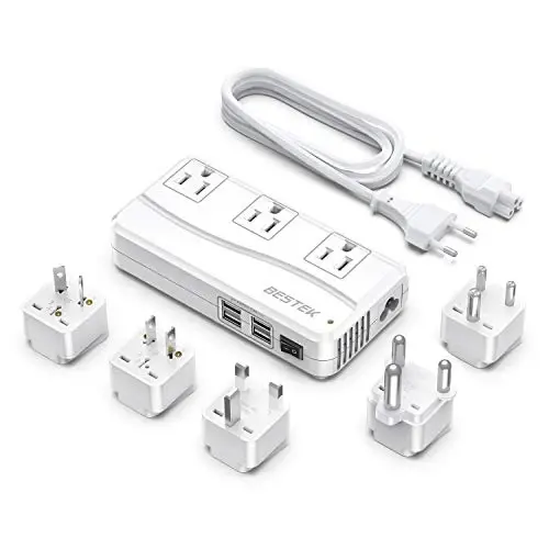 BESTEK 220v to 110v Voltage Converter, US to Europe Converter for Hair Straightener/Curling Iron, Power Converter for European Travel, (EU/UK/AU/JP/India/South Africa Universal Plug Adapter) - 1
