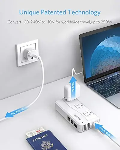 BESTEK 220v to 110v Voltage Converter, US to Europe Converter for Hair Straightener/Curling Iron, Power Converter for European Travel, (EU/UK/AU/JP/India/South Africa Universal Plug Adapter) - 2