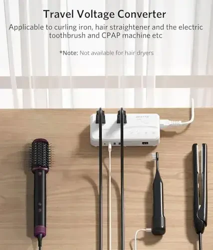 BESTEK Universal sayohat adapteri Toza to'lqinli 220V dan 110V gacha bo'lgan kuchlanish konvertori 4 USB (1 PD35W) zaryadlash va UK/AU/US/EU butun dunyo bo'ylab vilkasi bilan - 2