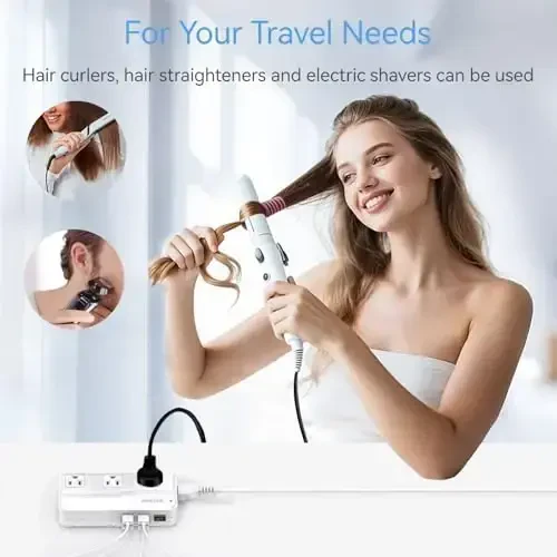 BESTEK Universal Travel Adapter, Worldwide Plug Adapter 110-220V to 110V Voltage Converter 250W with 6A 4-Port USB Charging 3 AC Sockets and EU/UK/AU/US/India International Outlet Adapter - 1