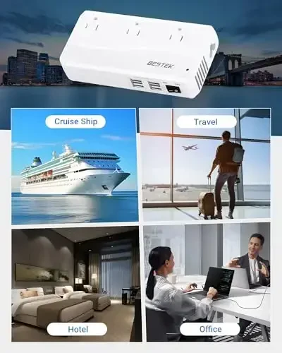 BESTEK Xalqaro Quvvat Adapteri 250W, 220V dan 110V ga Pasaytiruvchi Sayohat Voltaj Konverteri 4 Port USB bilan, shu jumladan AQSh/Avstraliya/Yevropa Ittifoqi/Buyuk Britaniya/Hindiston/Janubiy Afrika Shtepsel Adapteri (Oq) - 6