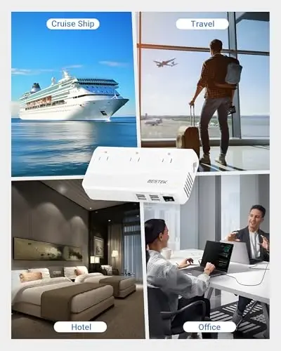 BESTEK Xalqaro Quvvat Adapteri 250W, 220V dan 110V ga Pasaytiruvchi Sayohat Voltaj Konverteri 4 Port USB bilan, shu jumladan AQSh/Avstraliya/Yevropa Ittifoqi/Buyuk Britaniya/Hindiston/Janubiy Afrika Shtepsel Adapteri (Oq) - 3