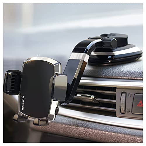 Bestrix SmartClamp Car Phone Mount | Dashboard Cell Phone Car Phone Holder Compatible with iPhone 13 12 11 Pro, Xr, Xs, XS MAX,XR,X, Galaxy S20 Note 20 Ultra & All Smartphones - 1