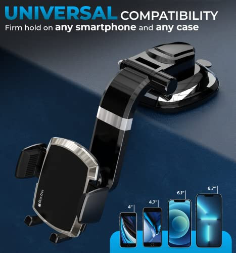 Bestrix SmartClamp Car Phone Mount | Dashboard Cell Phone Car Phone Holder Compatible with iPhone 13 12 11 Pro, Xr, Xs, XS MAX,XR,X, Galaxy S20 Note 20 Ultra & All Smartphones - 4