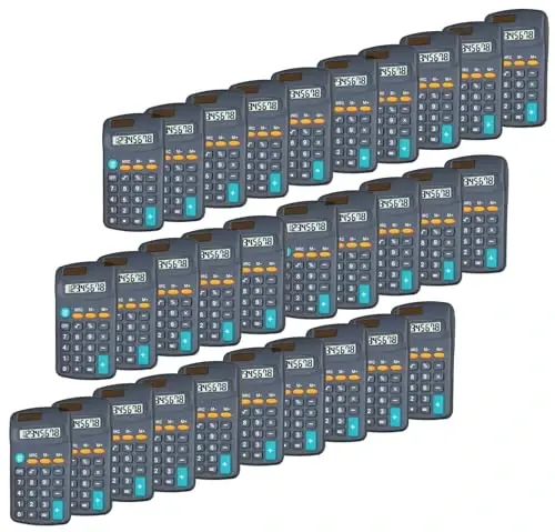 BESTWYA Calculator Small, 4 Function Calculators with Solar Power 8 Digit Small Pocket Size Desktop Handheld for Classroom Desktop Home (Black,Set of 30) - Modazone
