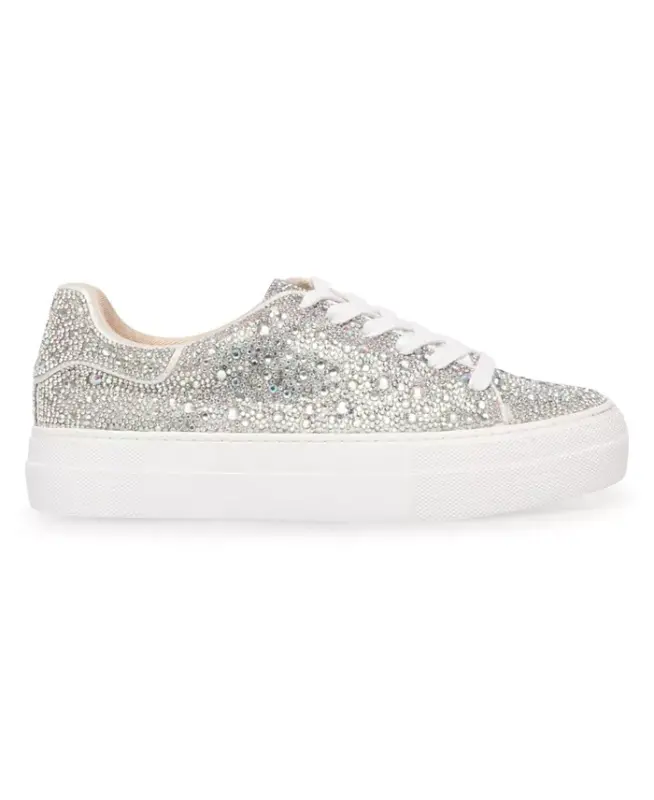 Betsey Johnson Sidny Lace-Up Rhinestone Platform Sneakers - Rhinestone - 2