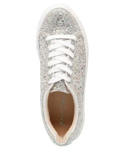 Betsey Johnson Sidny Lace-Up Rhinestone Platform Sneakers - Rhinestone - 4