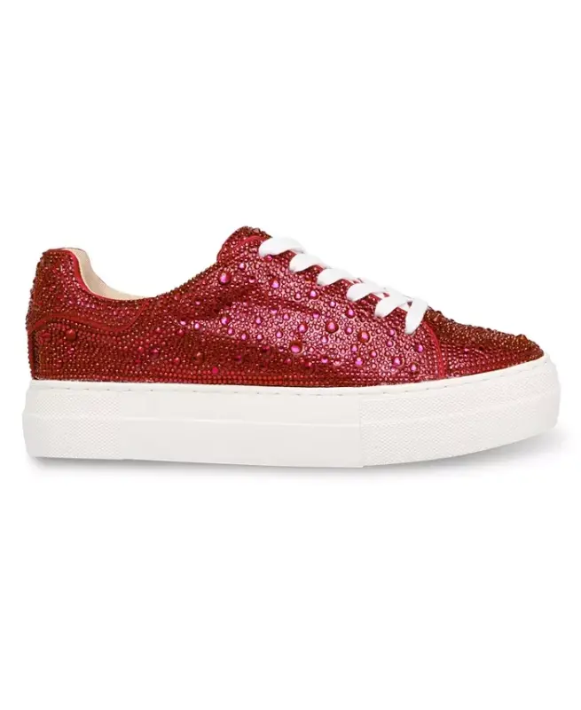 Betsey Johnson Sidny Lace-Up Rhinestone Platform Sneakers - 2