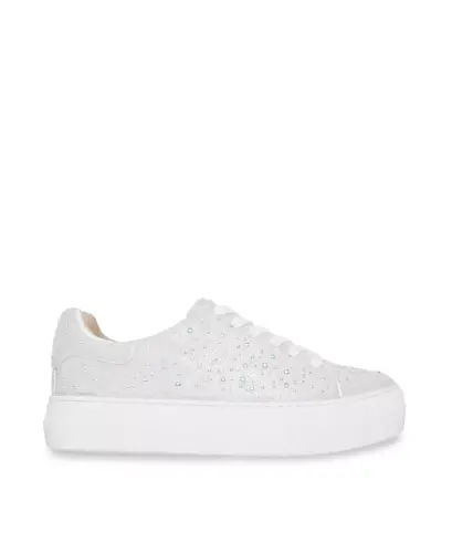 Betsey Johnson Sidny Lace-Up Rhinestone Platform Sneakers - Pearl - BETSEY JOHNSON (1)