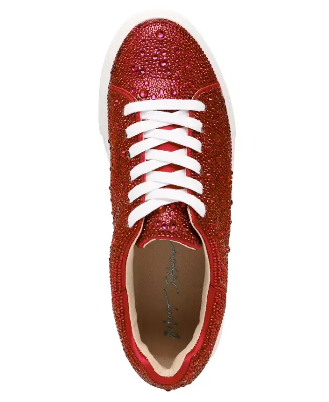 Betsey Johnson Sidny Lace-Up Rhinestone Platform Sneakers - 4