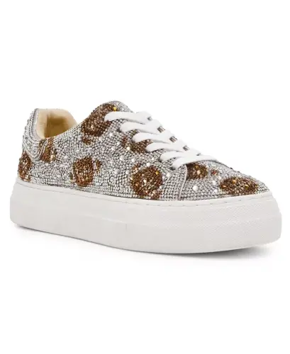 Betsey Johnson Women's Sidny Platform Sneakers - Silver Football 