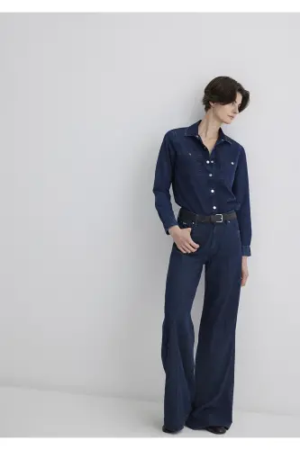 Betty Gold Classic Ink Blue Jean Shirt Fitted - 3