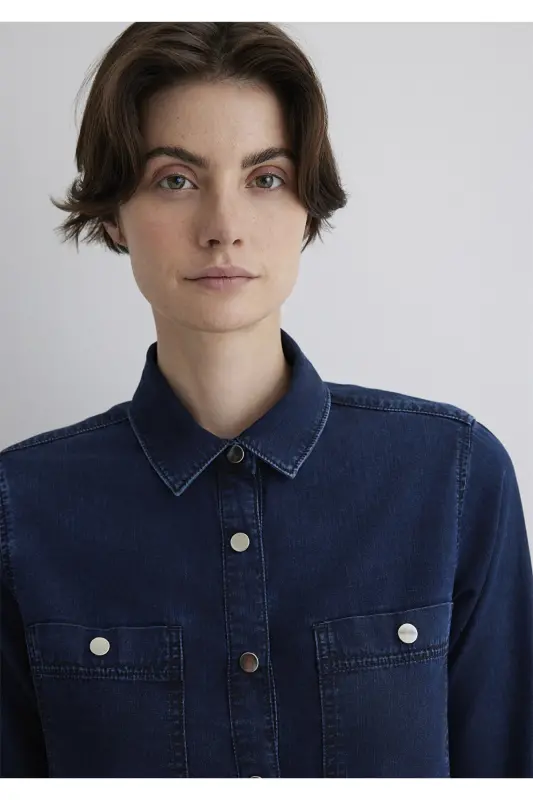 Betty Gold Classic Ink Blue Jean Shirt Fitted - 7