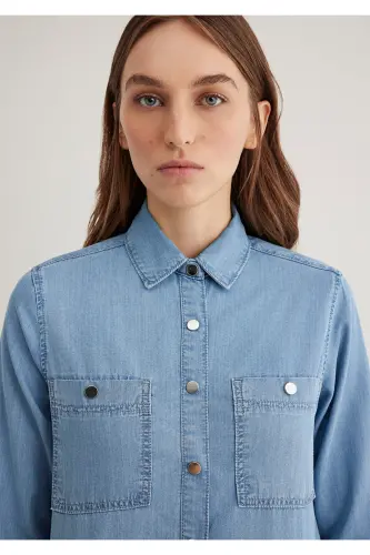 Betty Gold Light Blue Jean Shirt Fitted / Vücuda O - 3