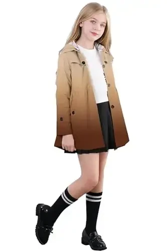 Betusline Girl's Single Breasted Trench Coat Dress Coat Outerwear, 2-14 Years - 3
