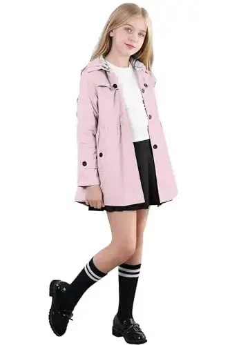 Betusline Girl's Single Breasted плаш Trench пальтоси пальтоси, 2-14 йиллик - 3