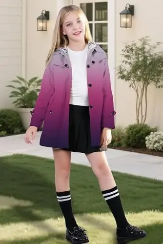 Betusline Girl's Single Breasted плащ кўйлак ташқи кийим, 2-14 йил - 2