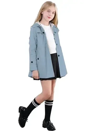 Betusline Girl's Single Breasted Trench Coat Dress Coat Outerwear, 2-14 Years - 3