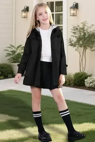 Betusline Girl's Single Breasted Trench Coat Dress Coat Outerwear, 2-14 Years - 2