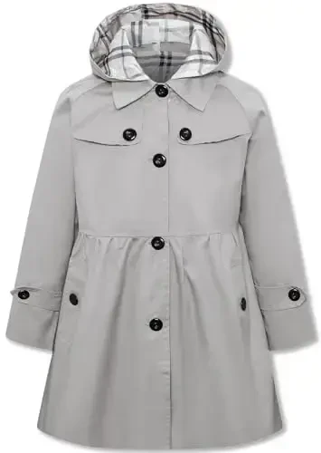 Betusline Girl's Single Breasted Trench Coat Dress Coat Outerwear, 2-14 Years 