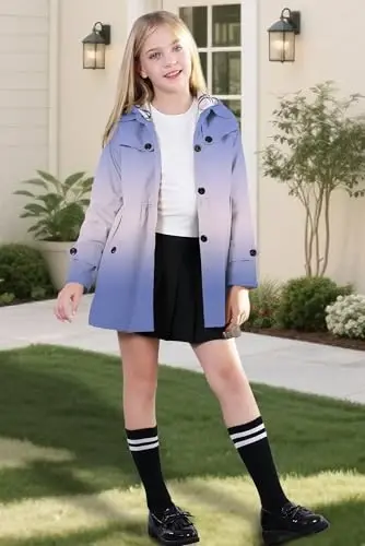 Betusline Girl's Single Breasted Trench Coat Dress Coat Outerwear, 2-14 Years - 2