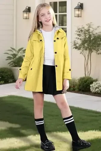 Betusline Girl's Single Breasted Trench Coat Dress Coat Outerwear, 2-14 Years - 2